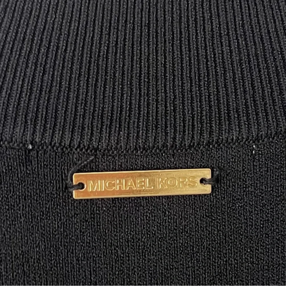MICHAEL KORS Black Sleeveless Mock Neck Knit Midi Dress Stretch Bodycon Medium - Picture 8 of 8